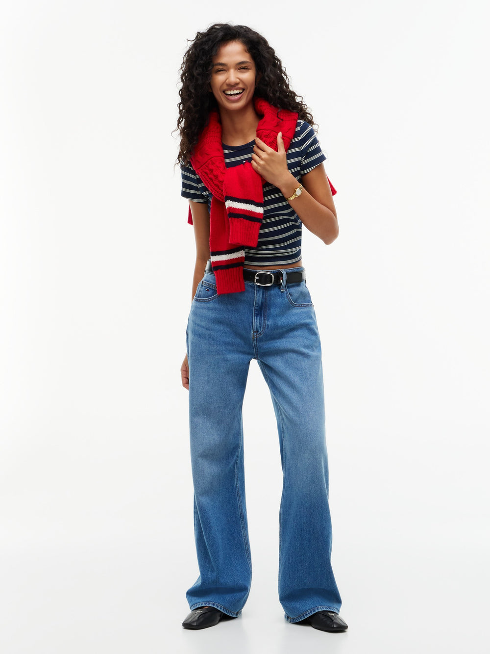 Stripe Slim Fit Half Sleeve Ribbed T-Shirt