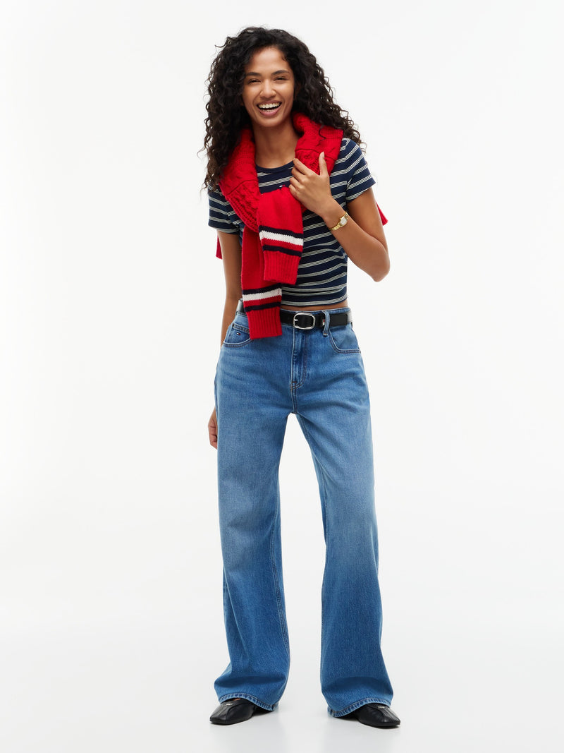 Stripe Slim Fit Half Sleeve Ribbed T-Shirt