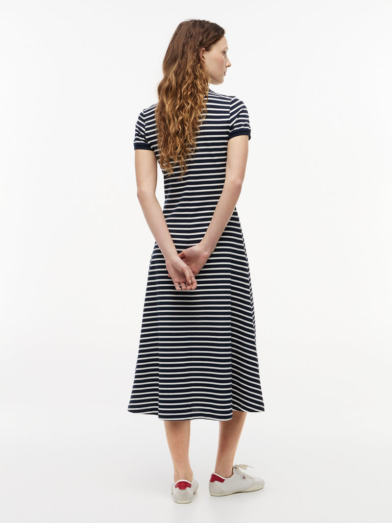 Half Sleeve Stripe Pique F-and-F Polo Dress