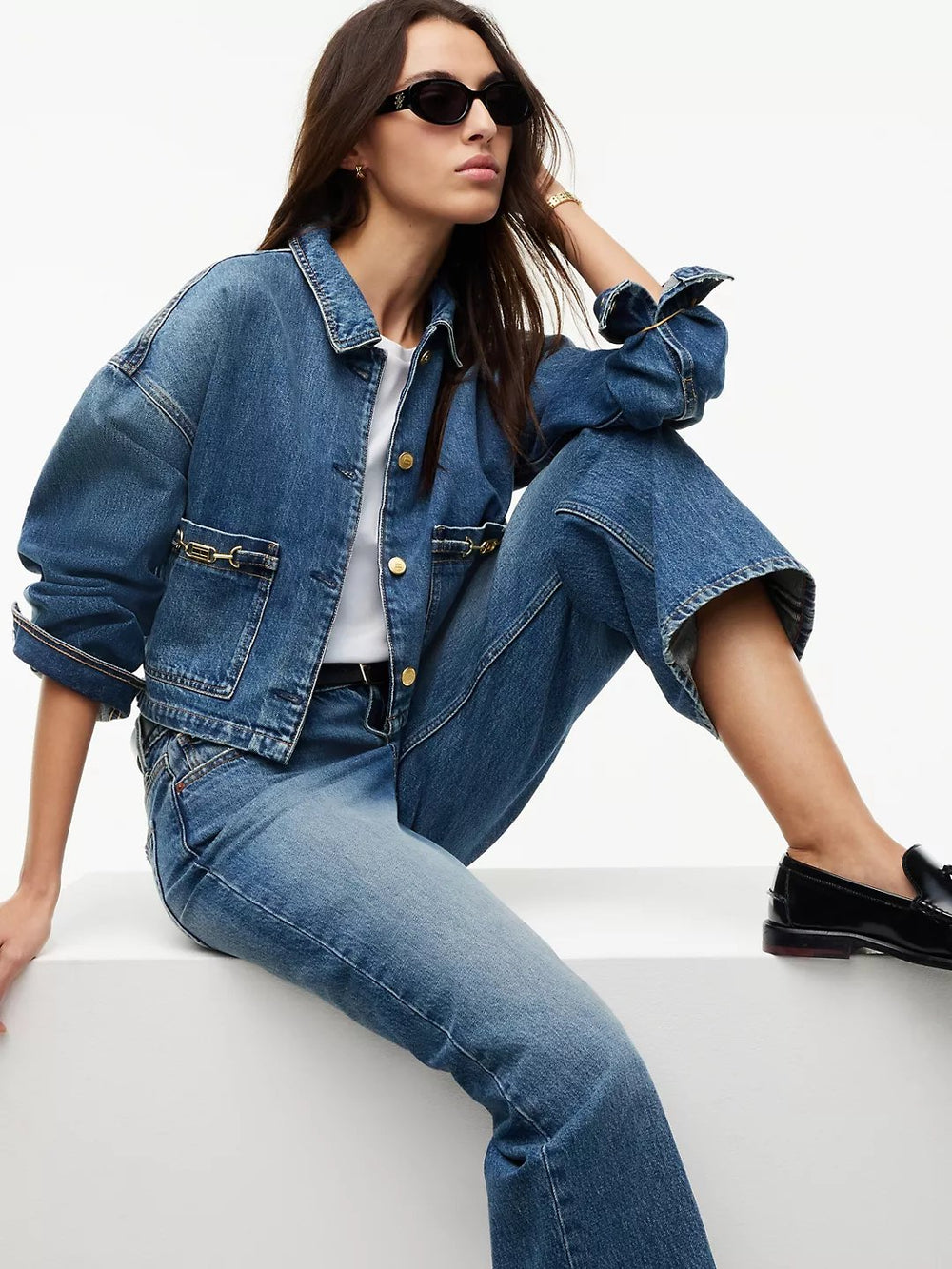 Women Mid Rise Mid Wash Wide Jeans