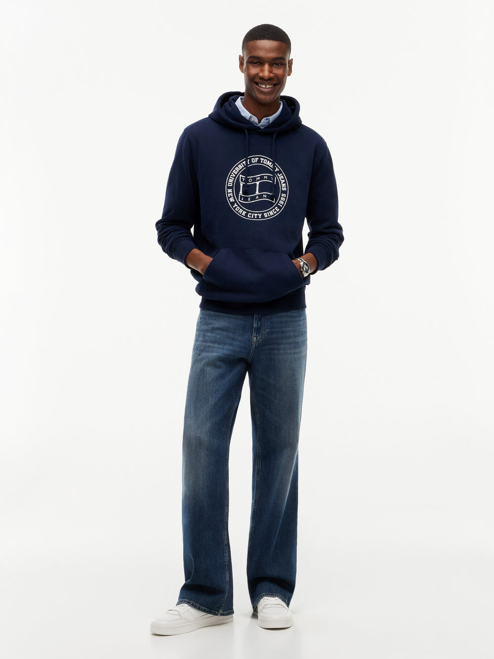 Regular Fit Diagonal Terry Hooded Sweatshirt