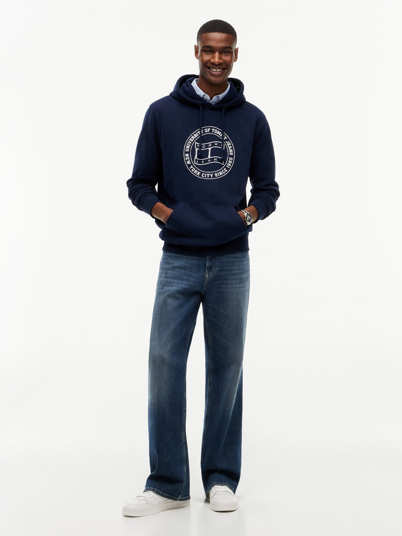 Regular Fit Diagonal Terry Hooded Sweatshirt