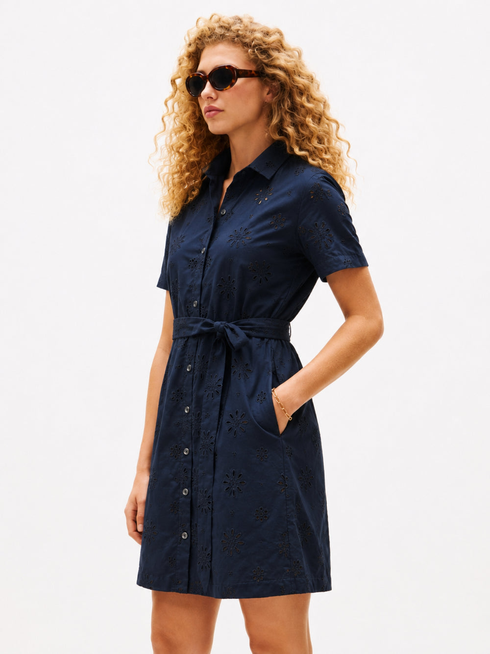 Half Sleeve Solid Poplin Shirt Dress
