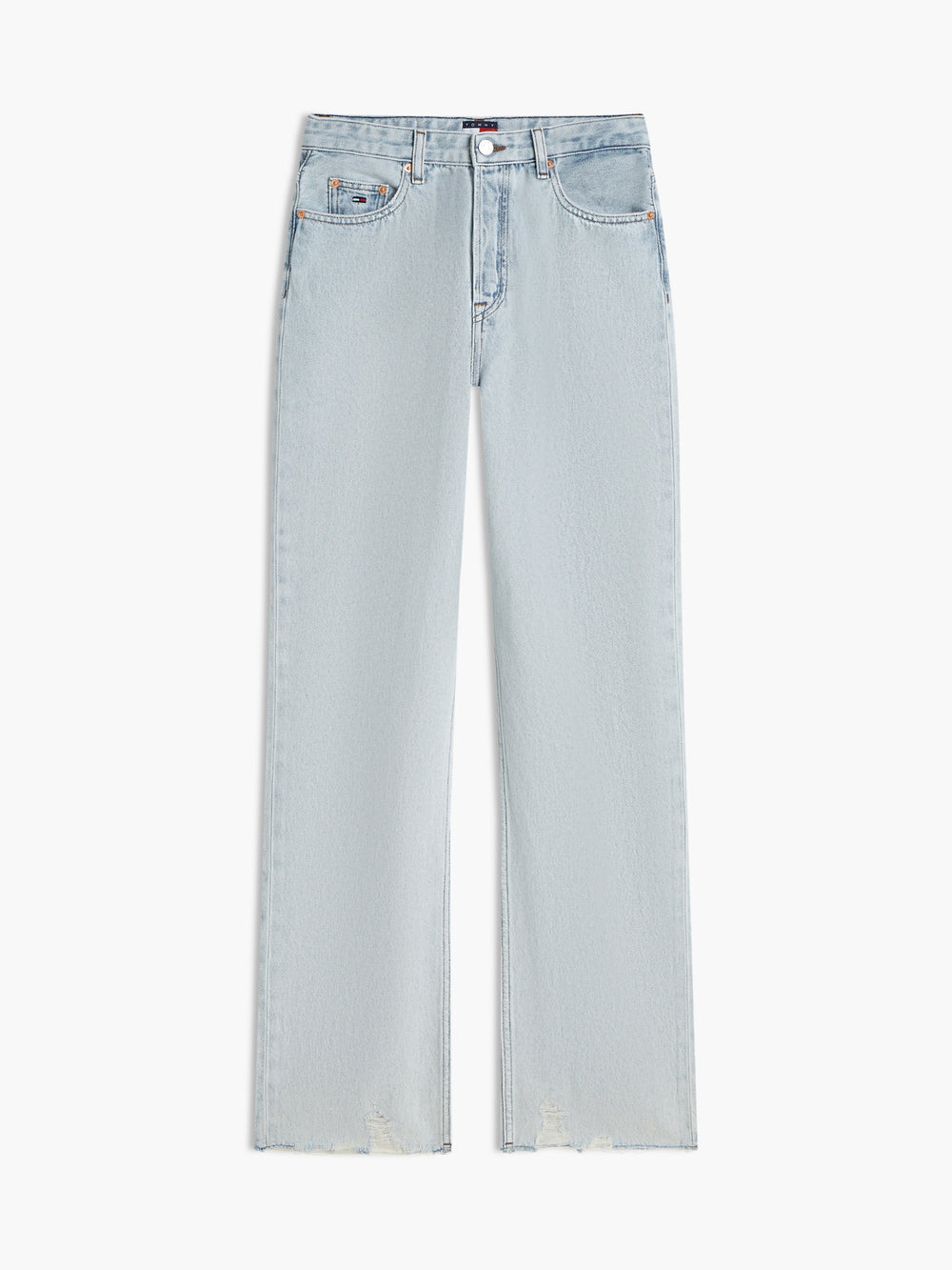 High Rise Light Wash Slim Straight Jeans