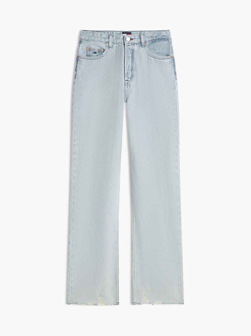 High Rise Light Wash Slim Straight Jeans
