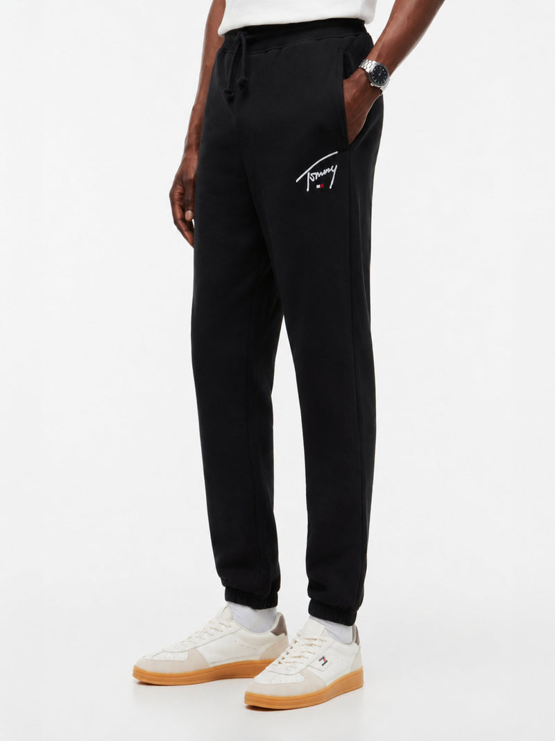 Regular Sueded Terry Black Track Pant