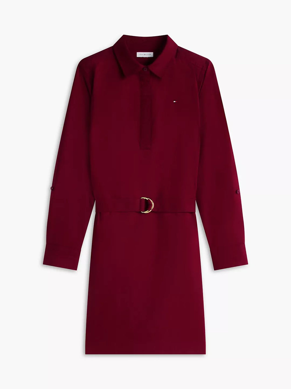 Full Sleeve Solid Cotton Blend Shirt Dress