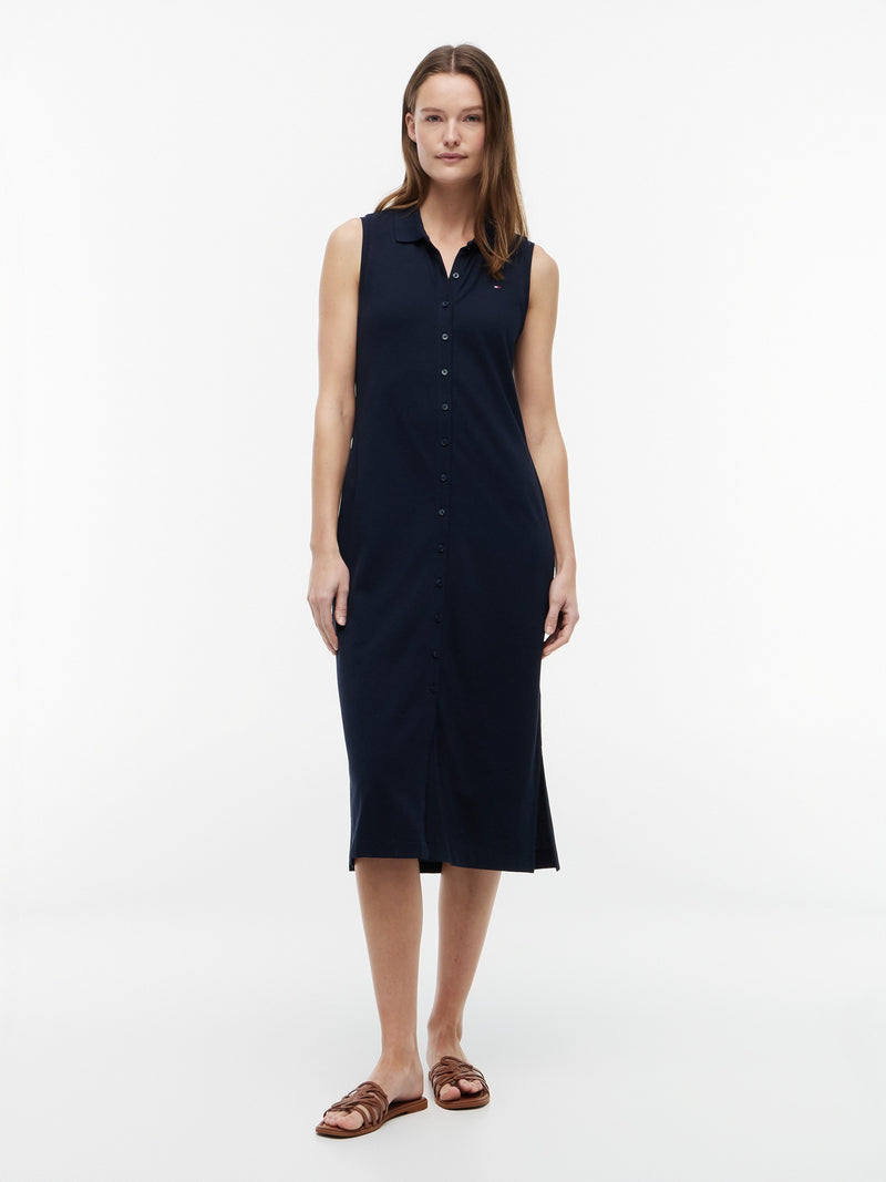 Full Sleeve Solid Viscose Blend Bodycon Polo Dress