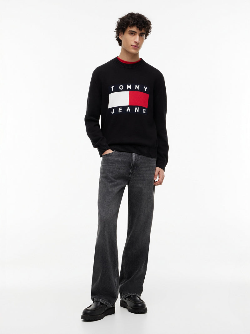 Regular Fit Jaquard Loose Knit Pullover
