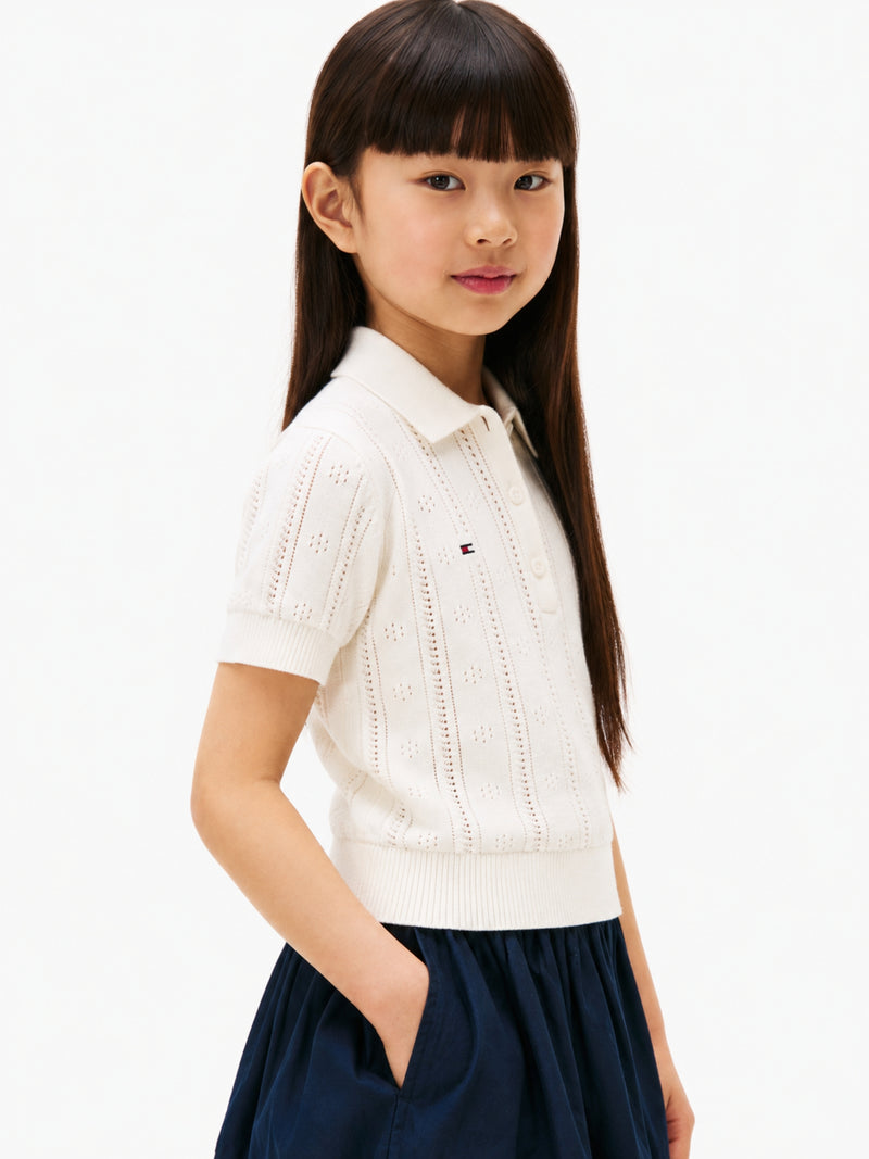 Kids Pointelle Polo Sweater