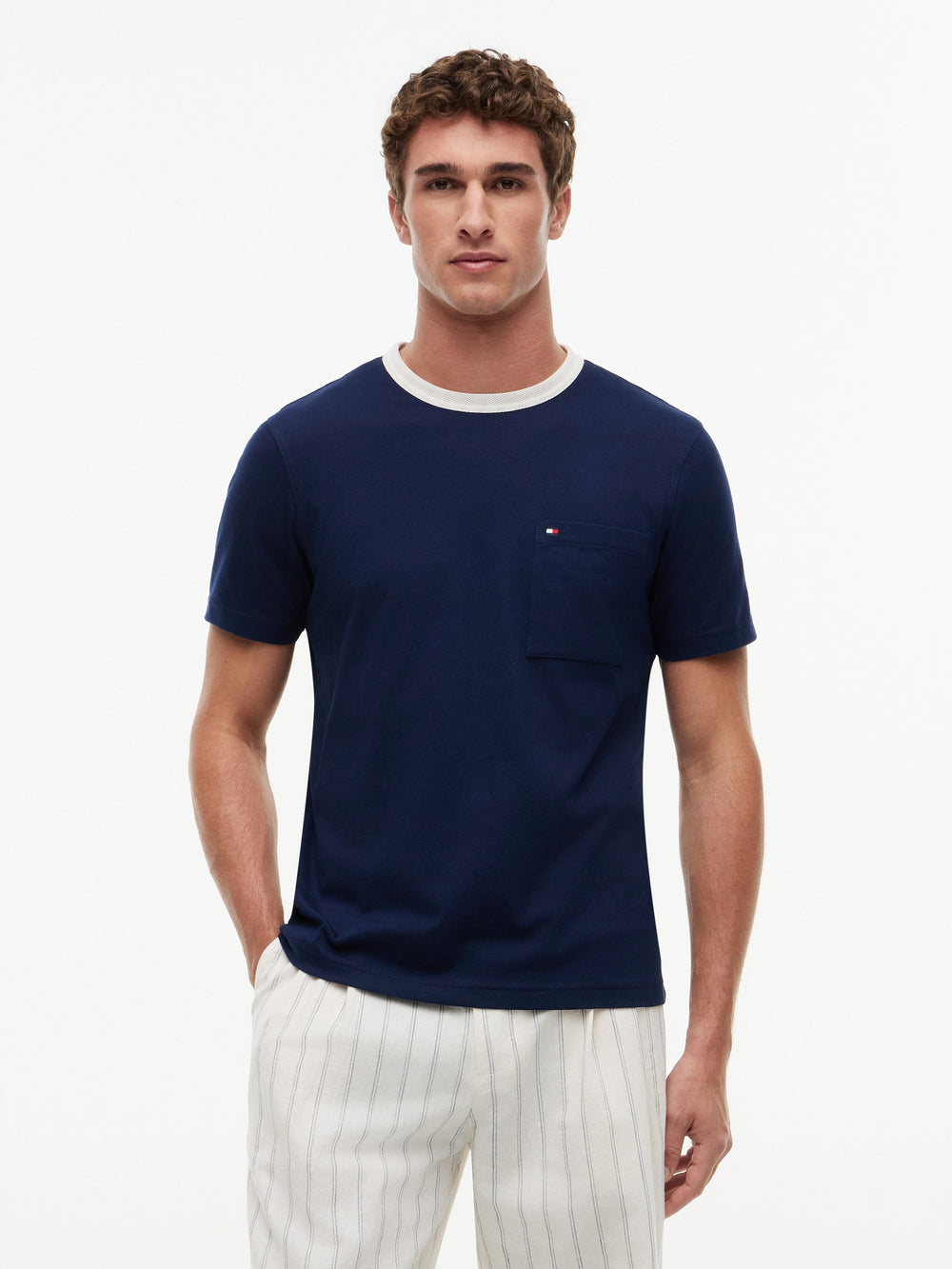 Regular Fit Mesh Neck Tshirt