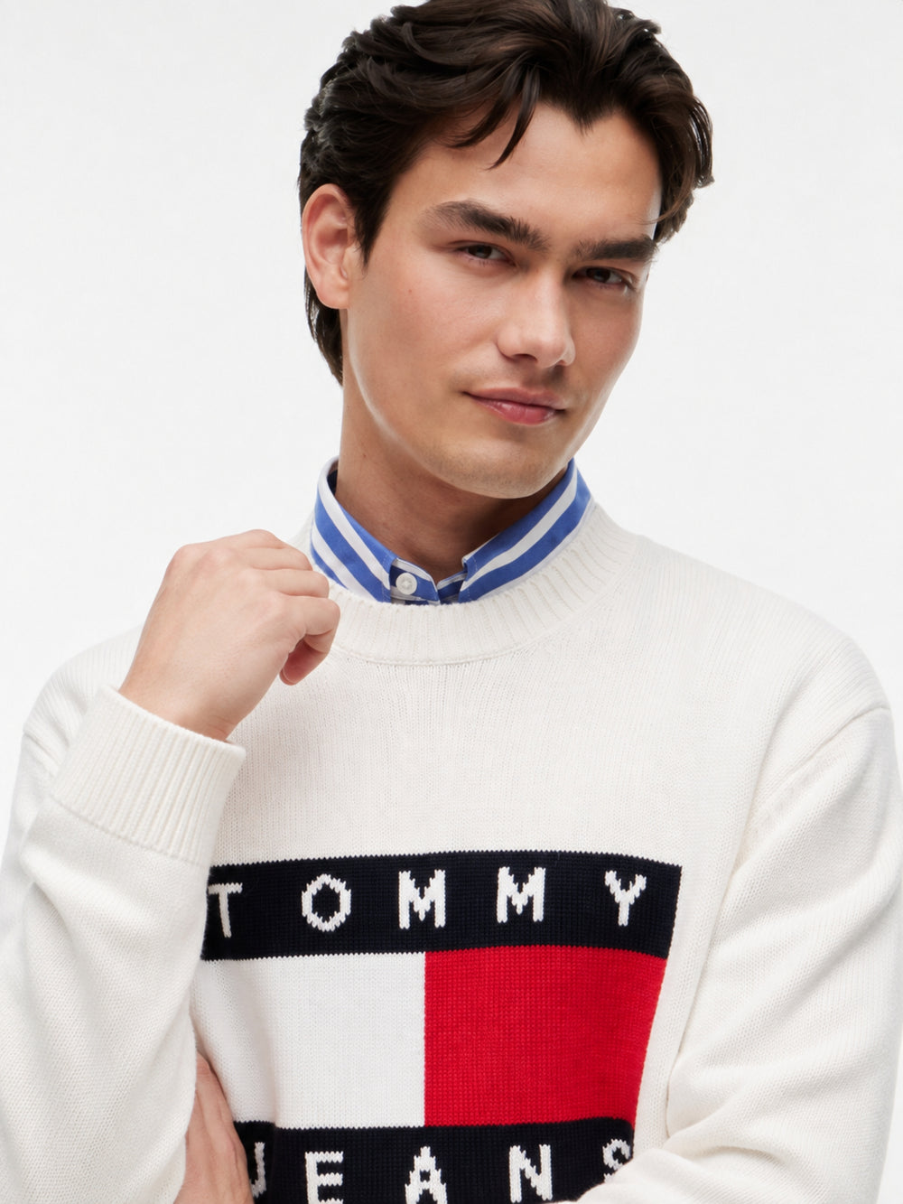 Regular Fit Jaquard Loose Knit Pullover