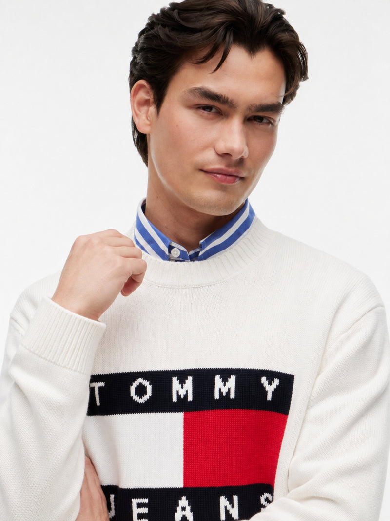 Regular Fit Jaquard Loose Knit Pullover