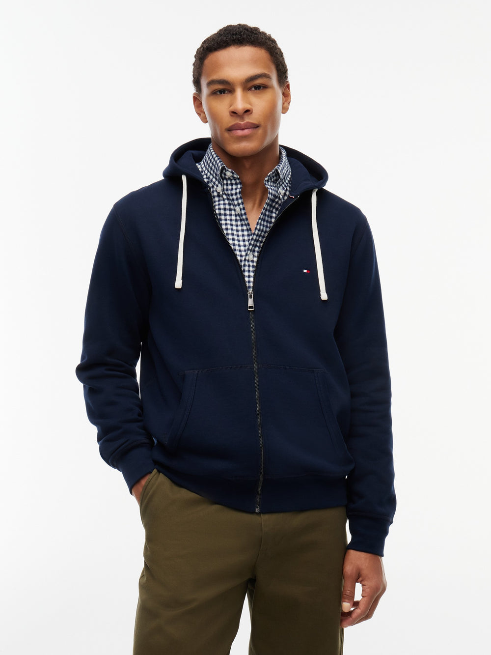 Zip Thru Solid Fleece Hoodie