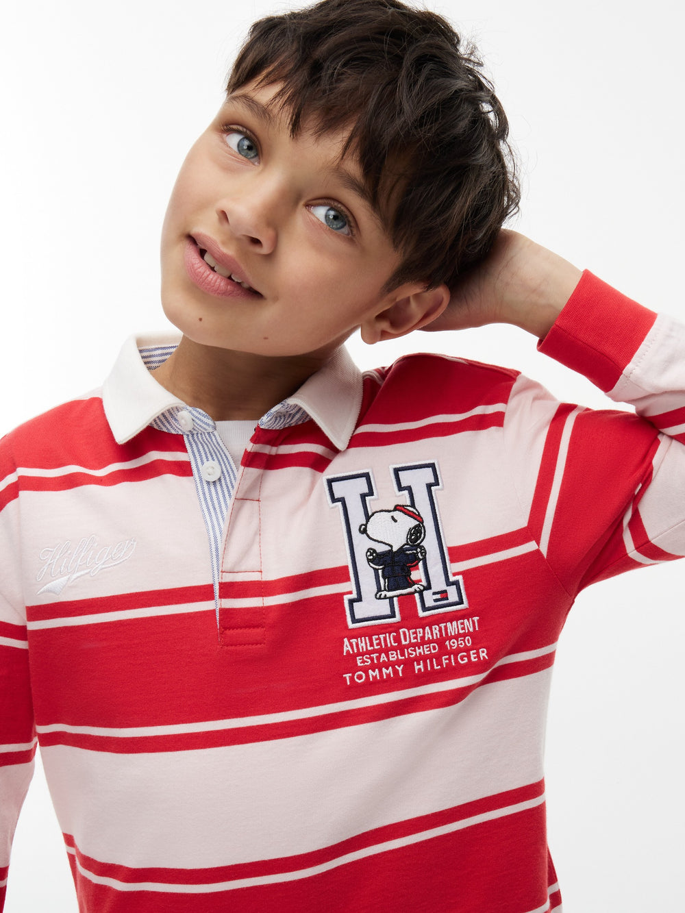 Kids Long-Sleeve Stripe Peanut Polo