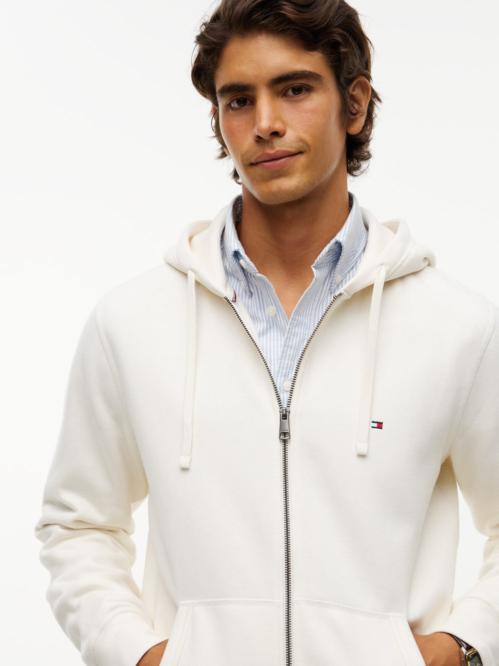 Zip Thru Solid Fleece Hoodie