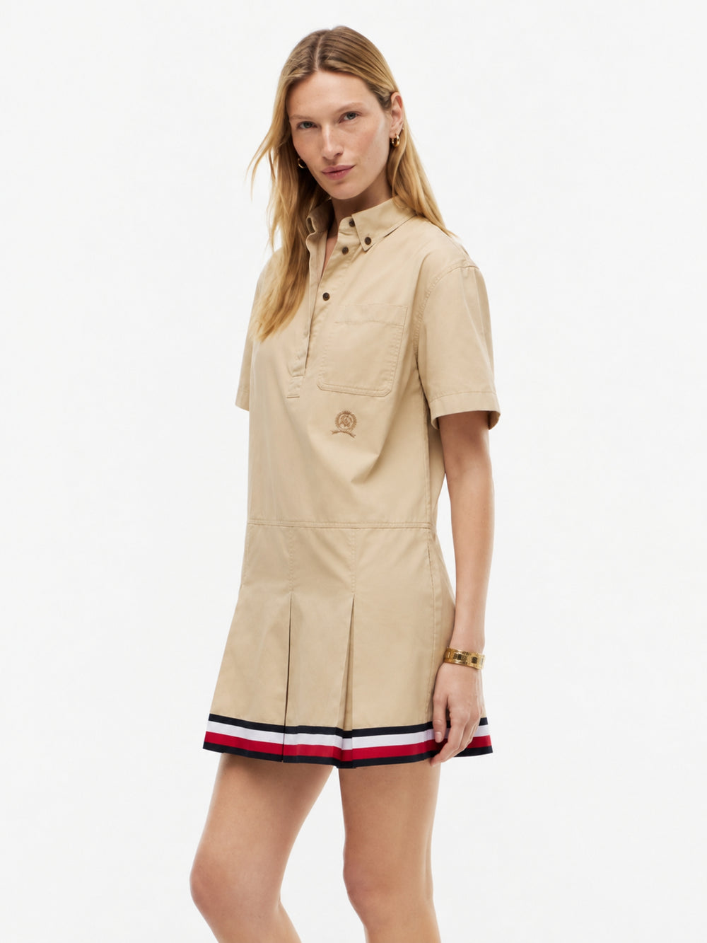 Half Sleeve Solid Cotton Shirt Dress