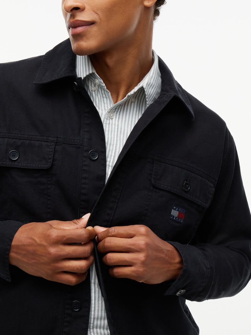 Oversized Fit Solid Overshirt Shirt
