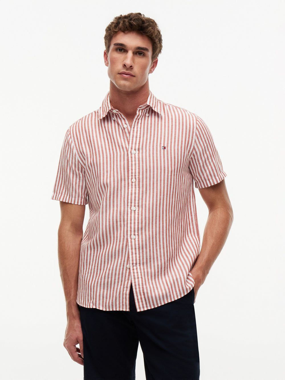 Regular Fit Stripe Ctn Linen Shirt