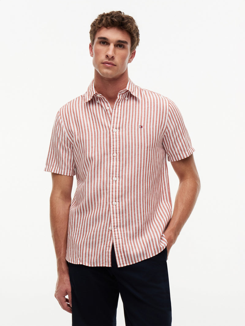 Regular Fit Stripe Ctn Linen Shirt