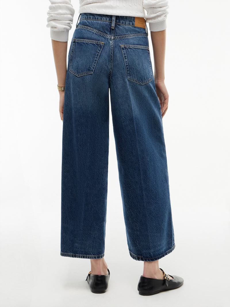Women High Rise Dark Wash Wide Jeans