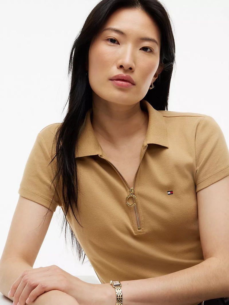 Solid Slim Fit Half Sleeve Ribbed Polo