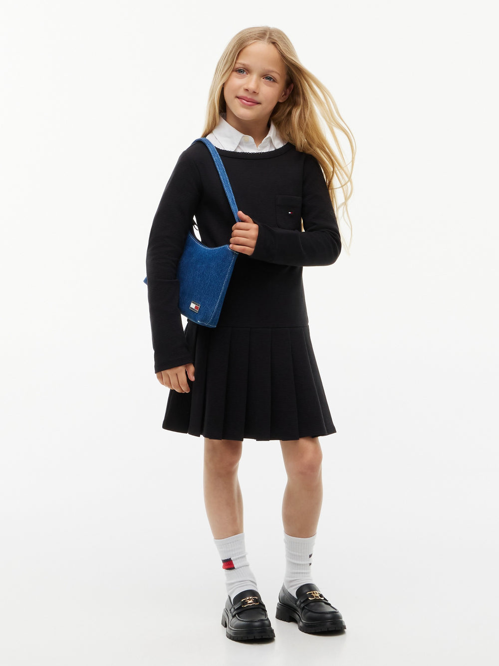Kids Long-Sleeve Solid Knit Skater Dress