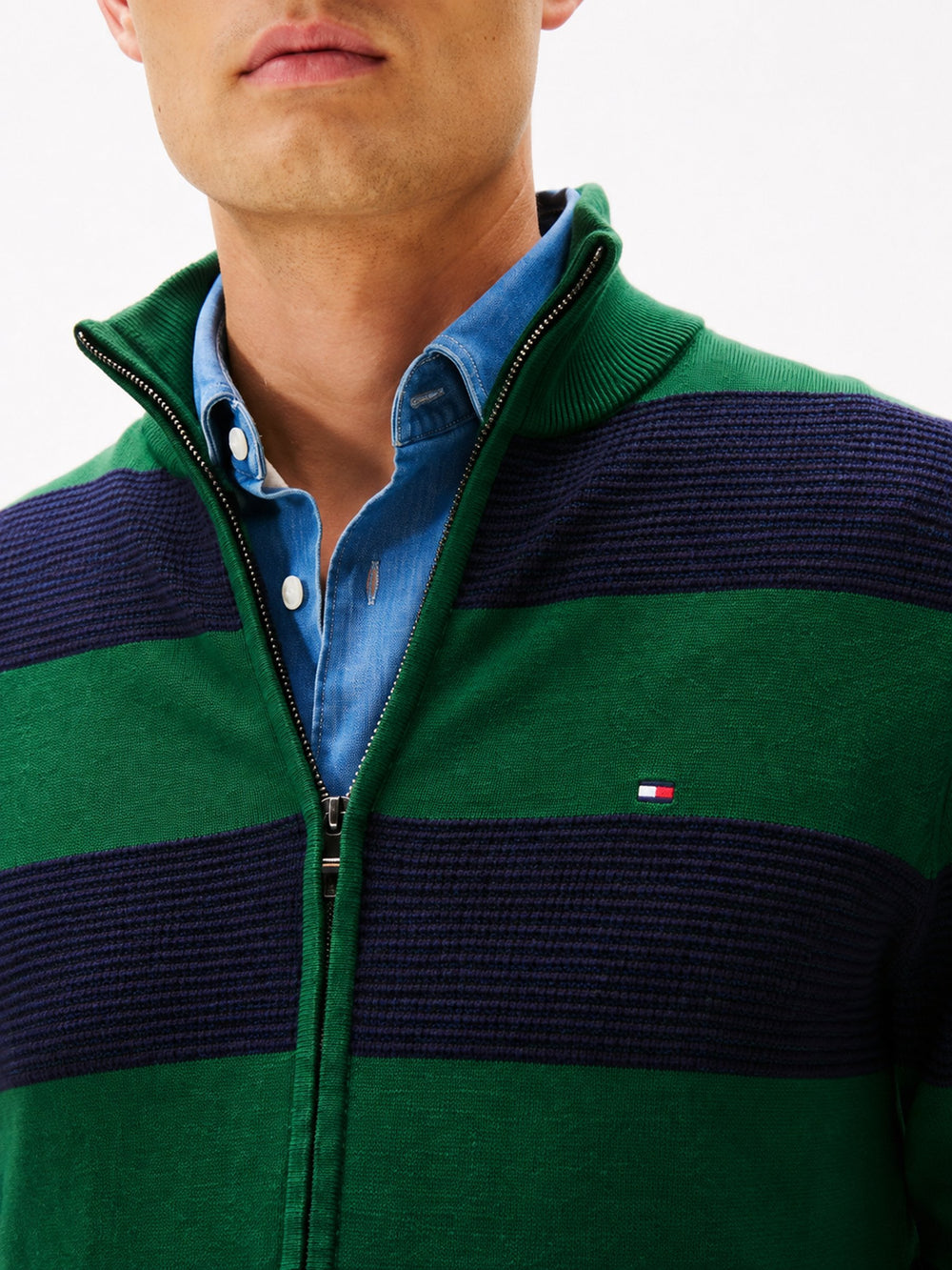 Zip Thru Striped Sweater