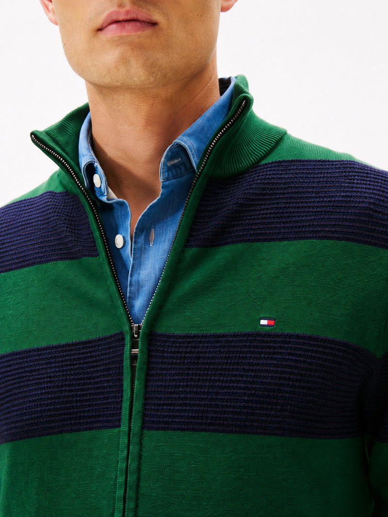 Zip Thru Striped Sweater