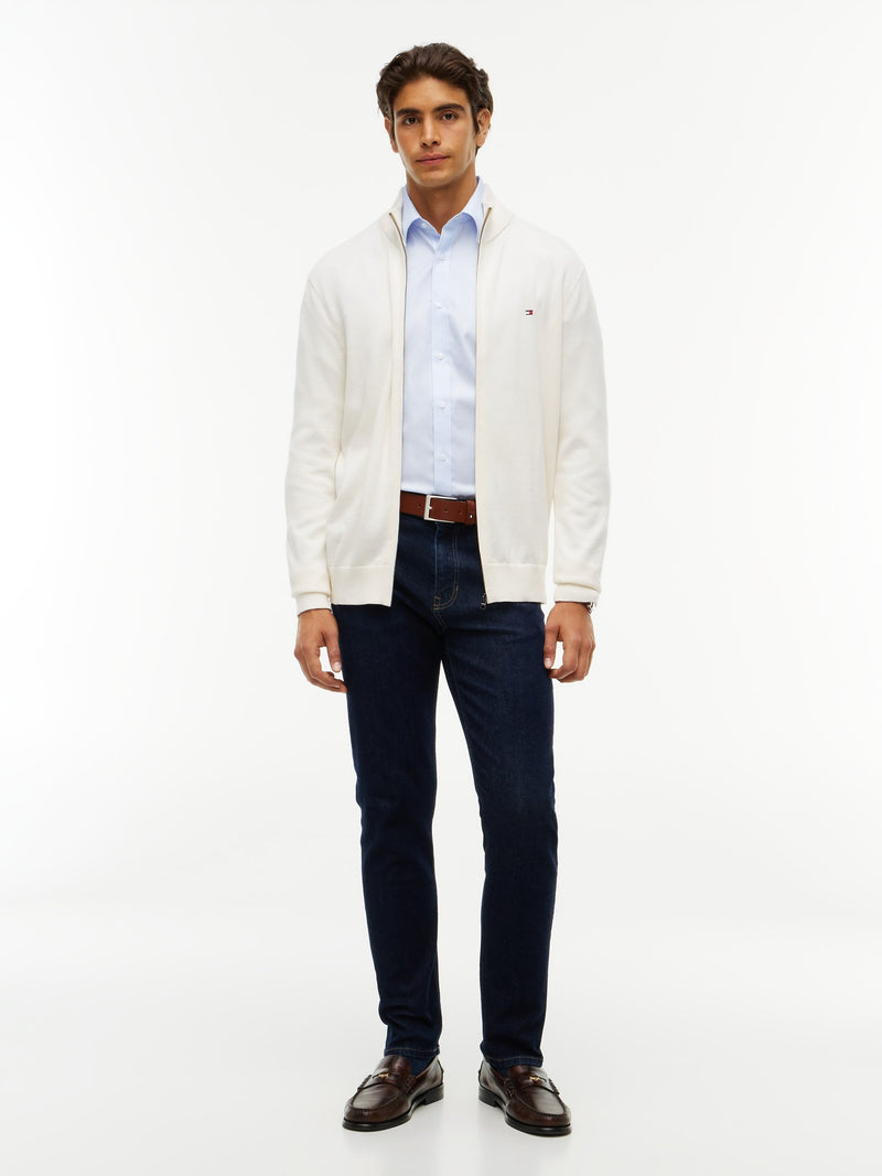 Zip Thru Solid Sweater