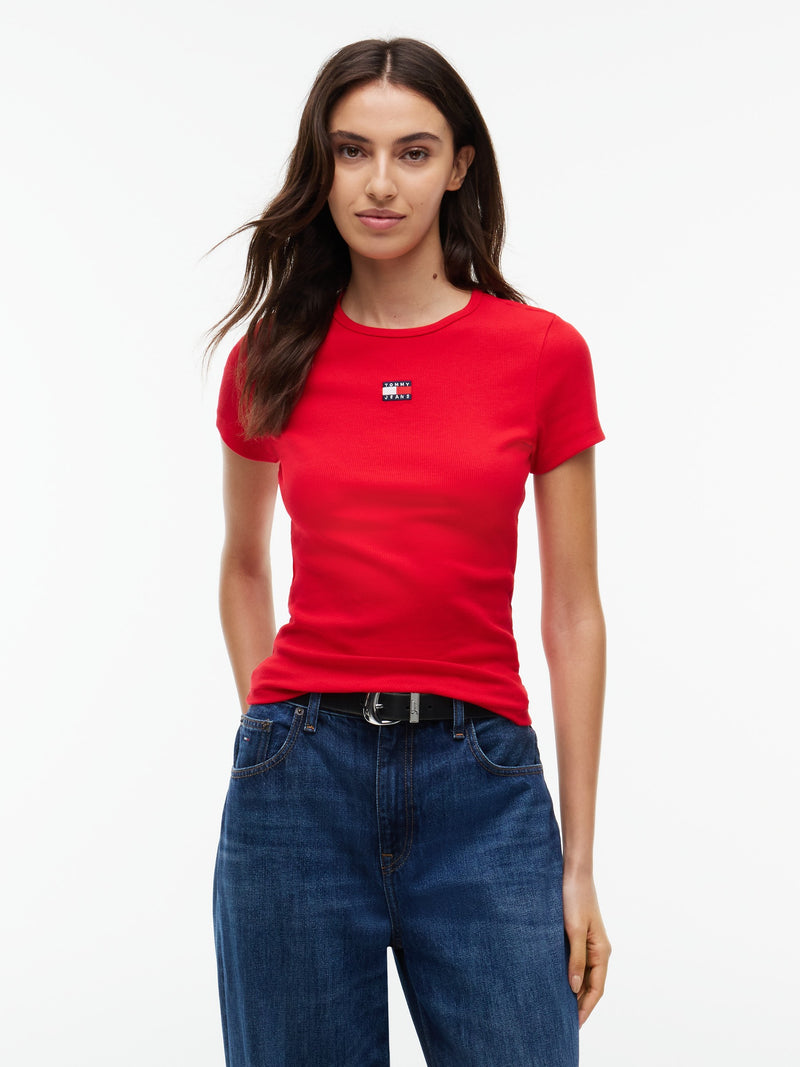 Solid Slim Fit Half Sleeve Ribbed T-Shirt