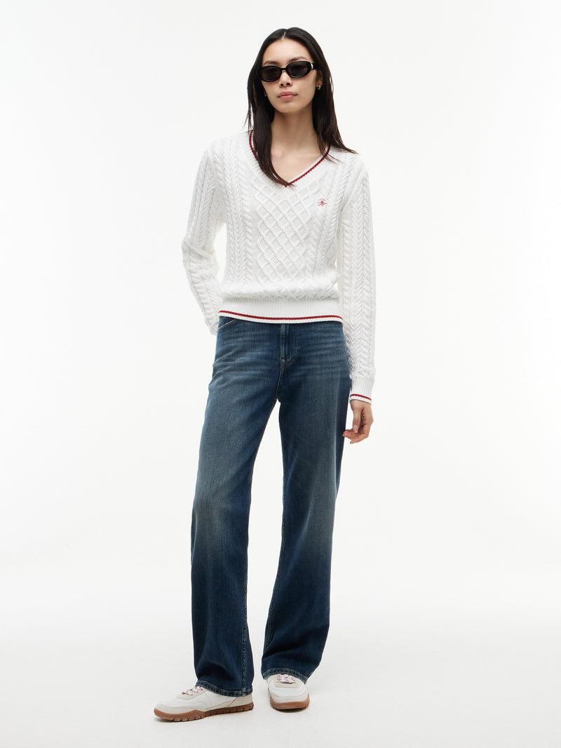 Women High Rise Dark Wash Stretch Straight Jeans