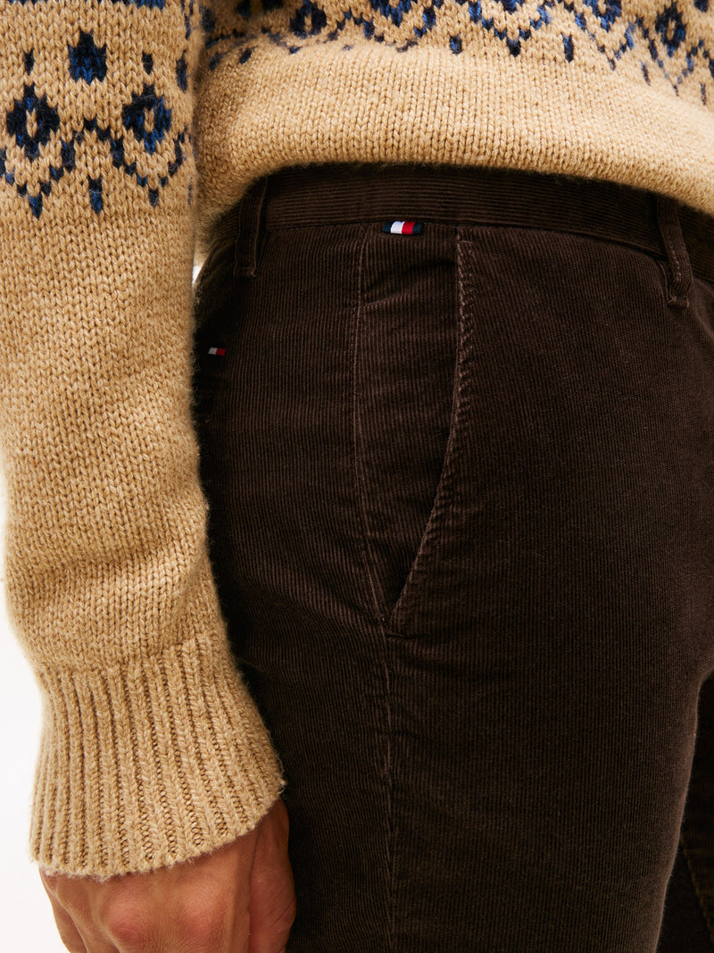 Men Slim Straight Fit Corduroy Trouser