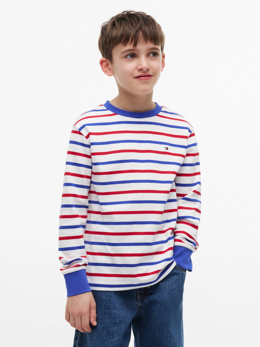 Kids Long-Sleeve Stripe Interlock T-Shirt