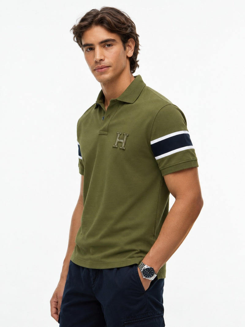 Regular Fit Sleeve Taped Pique Polo
