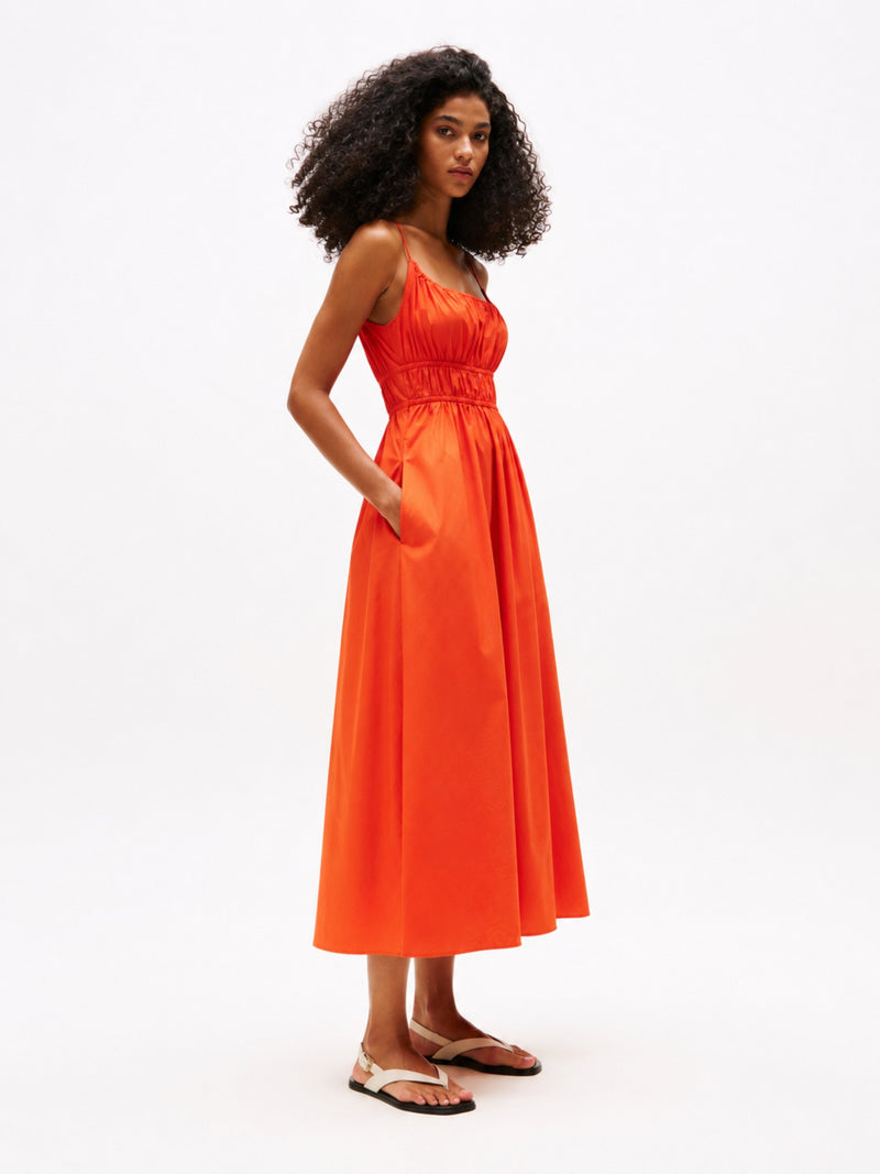 Full Sleeve Solid Poplin Fit & Flare Dress