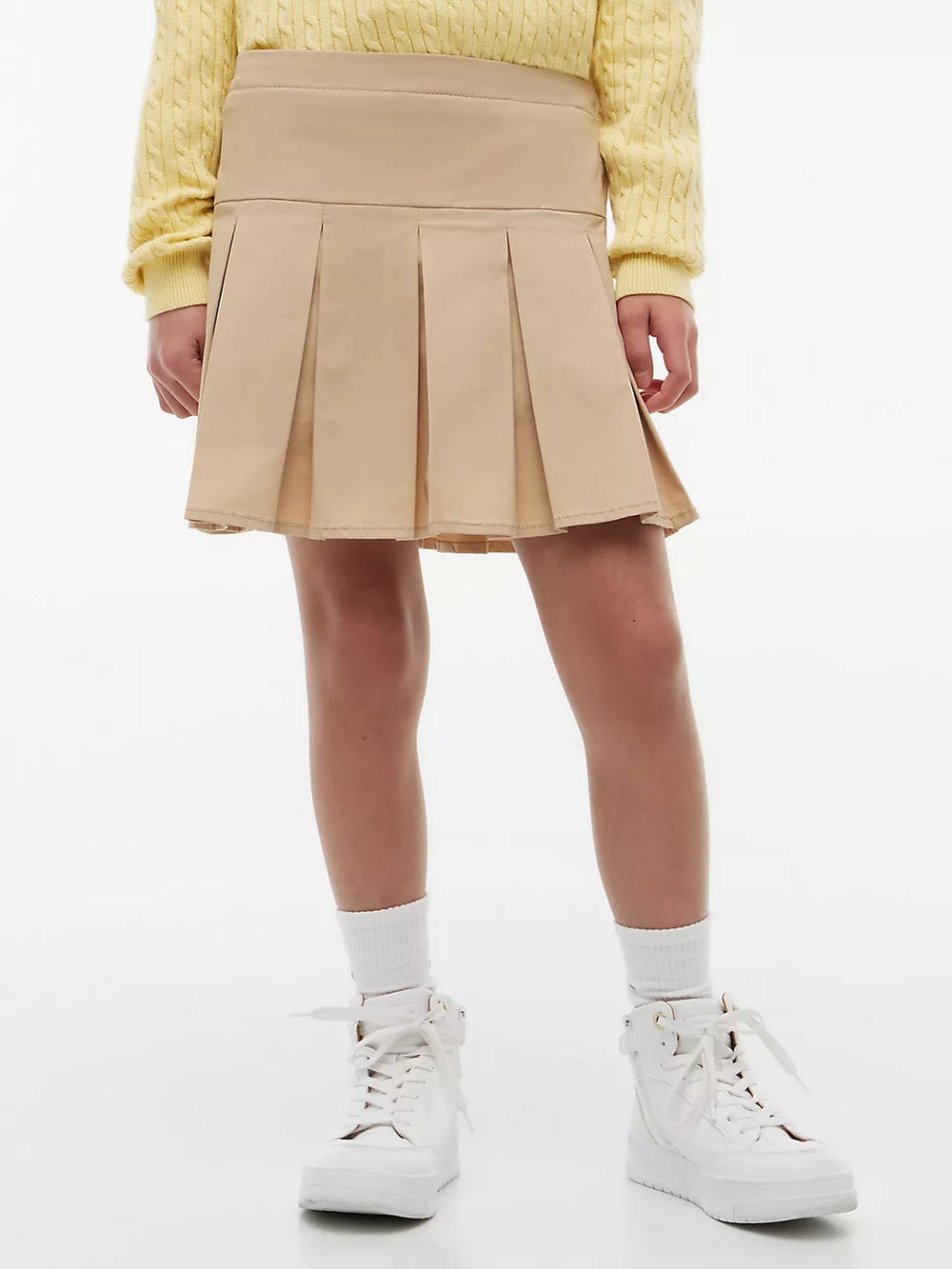 Girls Solid Pleated Skirt