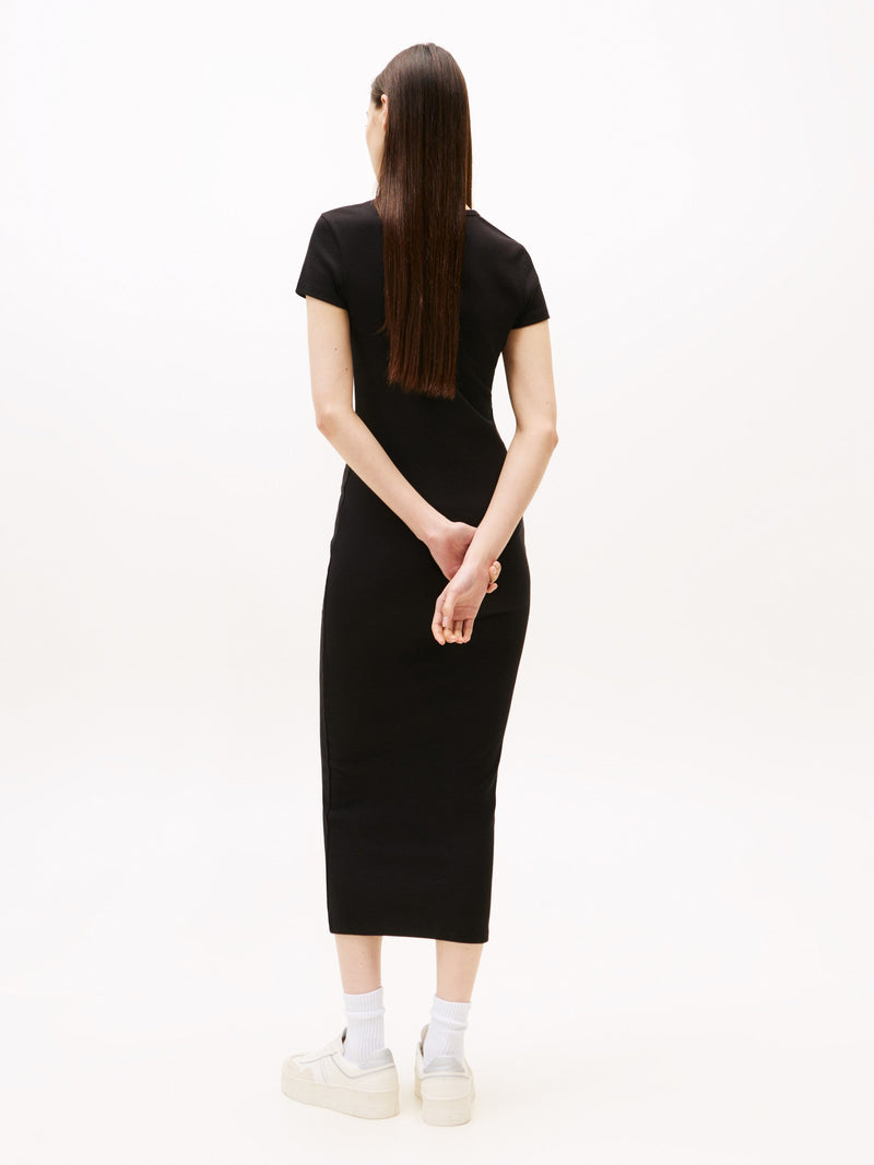 Short Sleeve Solid Ribbed Bodycon Dress