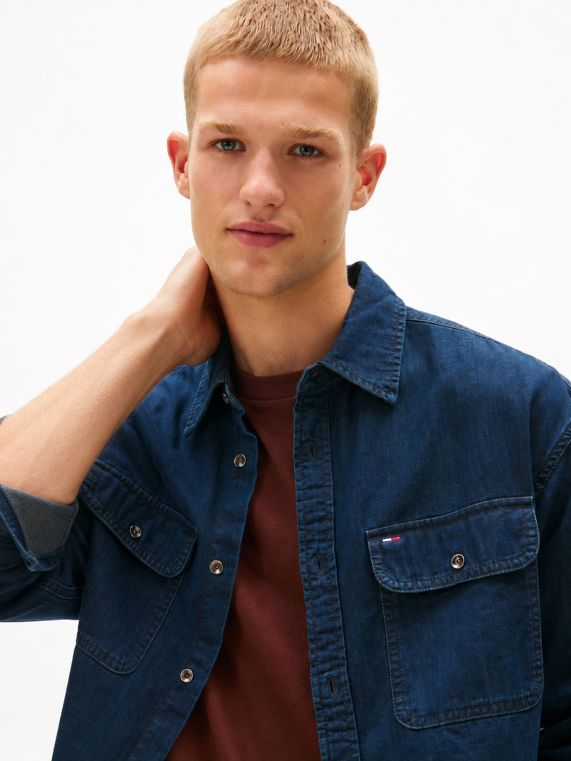 Relaxed Fit Washed Denim Shirt