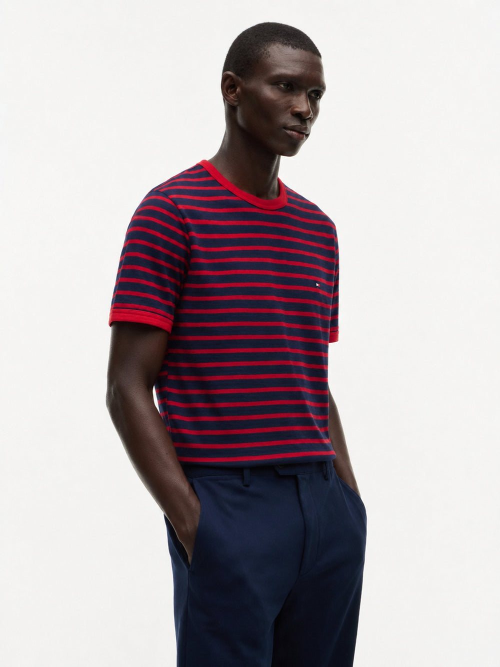 Regular Fit Striped Slub Jersey Tshirt