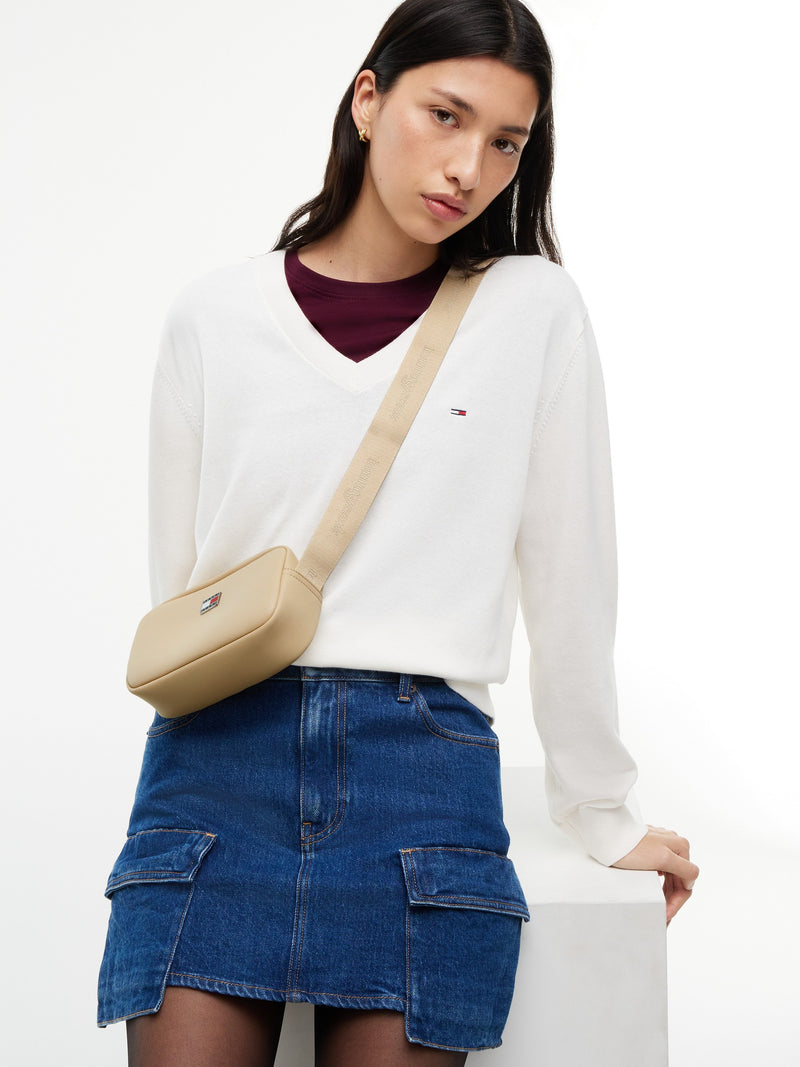 Solid Pu Crossbody Bag