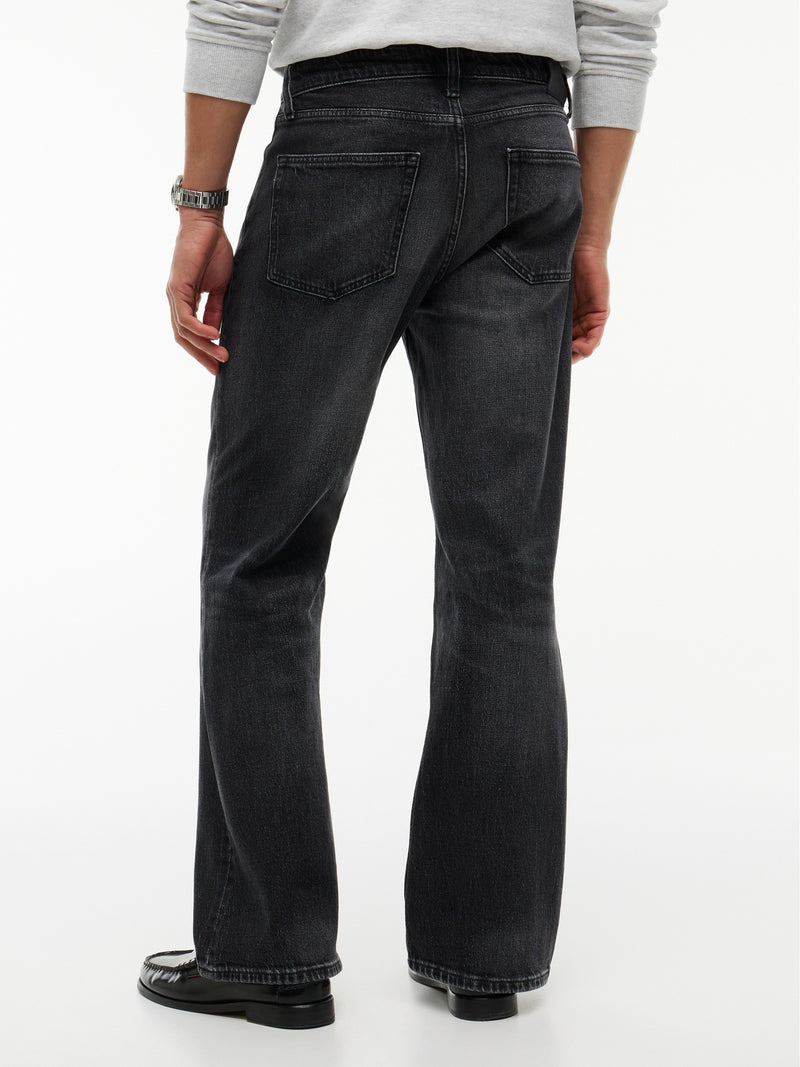 Men Ryan Bootcut Slim Bootcut Washed Black Jeans