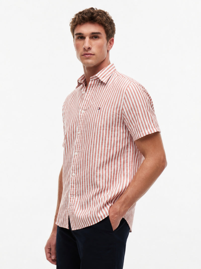 Regular Fit Stripe Ctn Linen Shirt