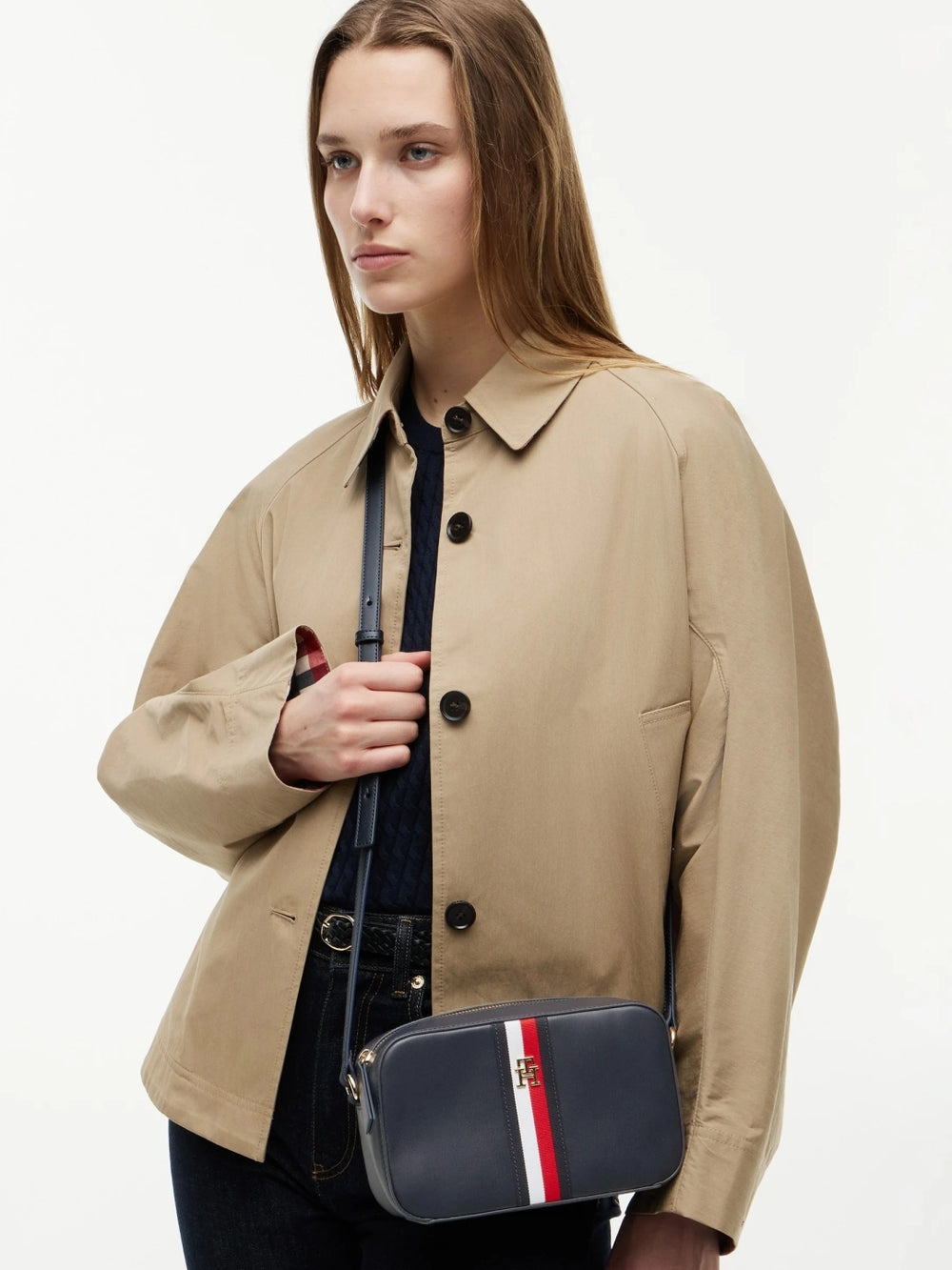 Solid Zip Closure Sling Bag