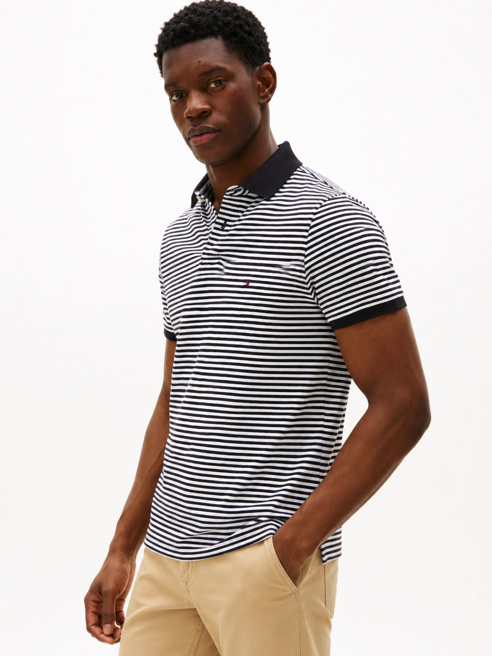 Regular Fit Striped Pique Polo