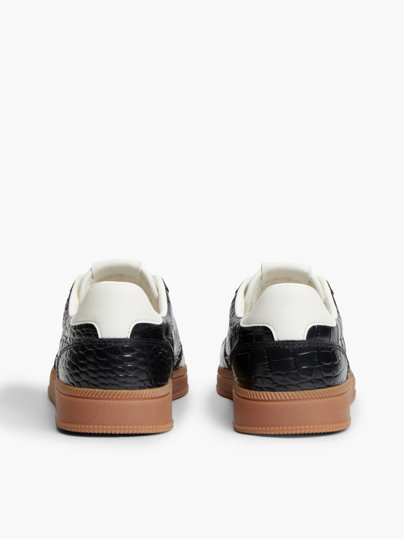 Women Croco Embossed Low Profile Sneaker