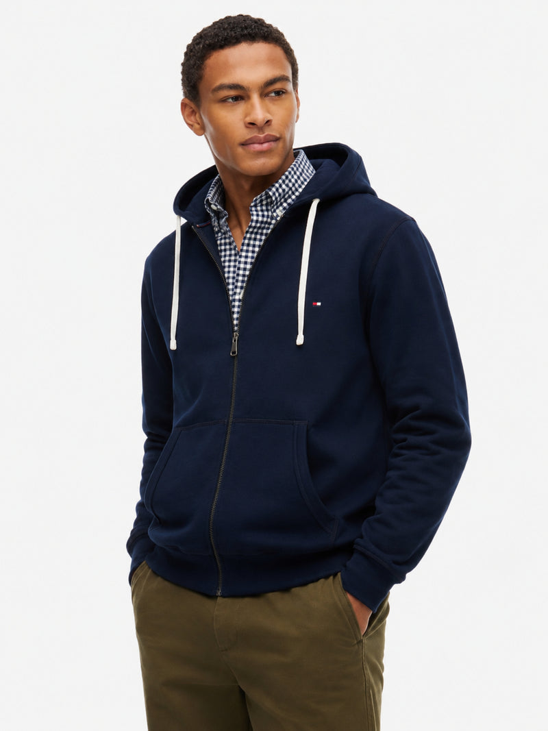 Zip Thru Solid Fleece Hoodie