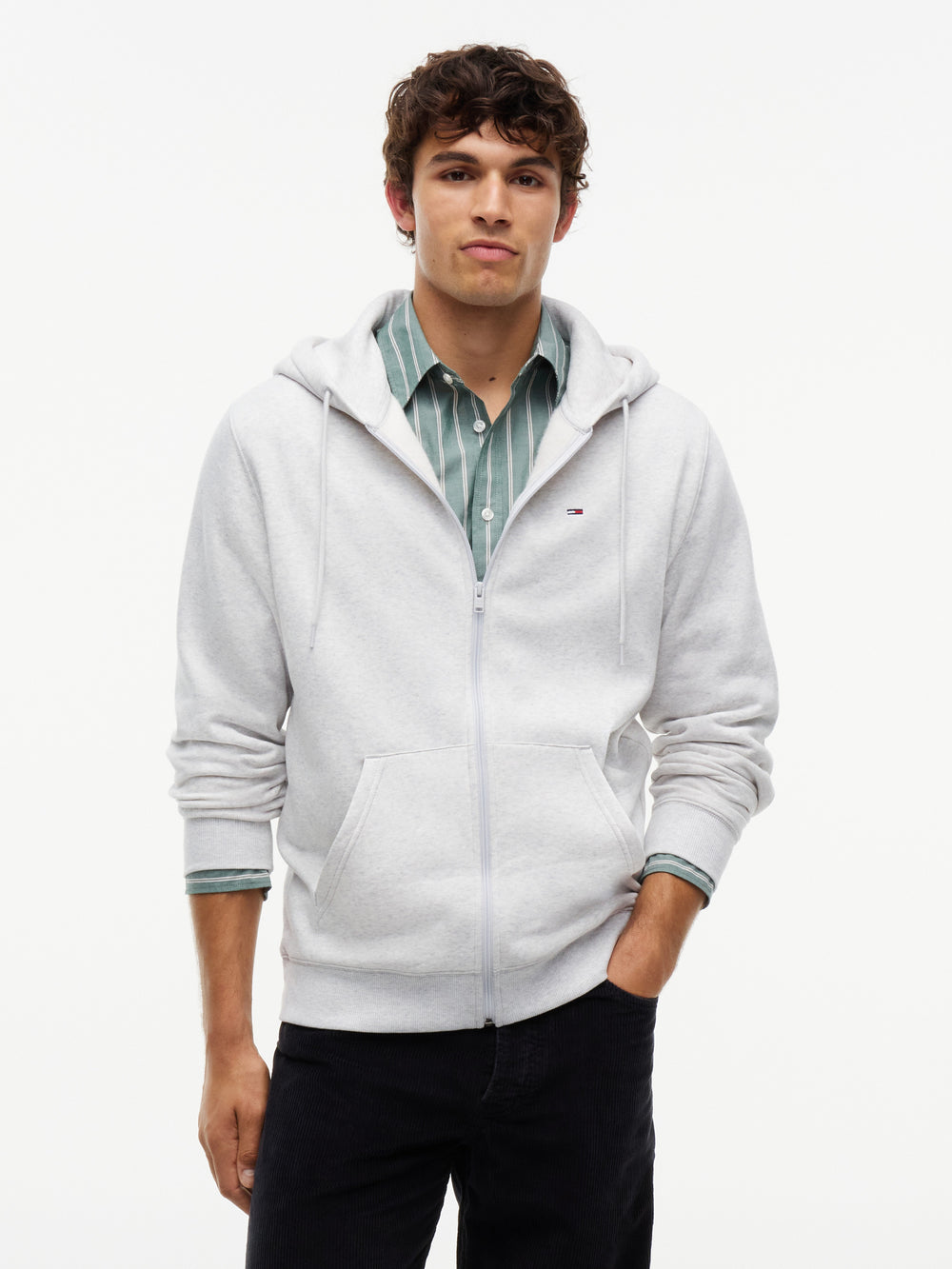 Regular Fit Brushed Fleece Hooded Zip Thru Sweatshirt