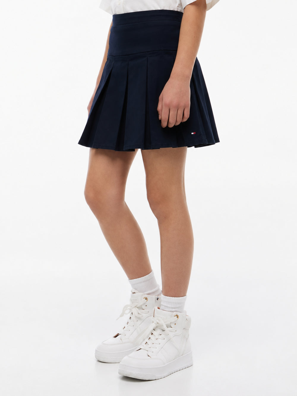Girls Solid Pleated Skirt