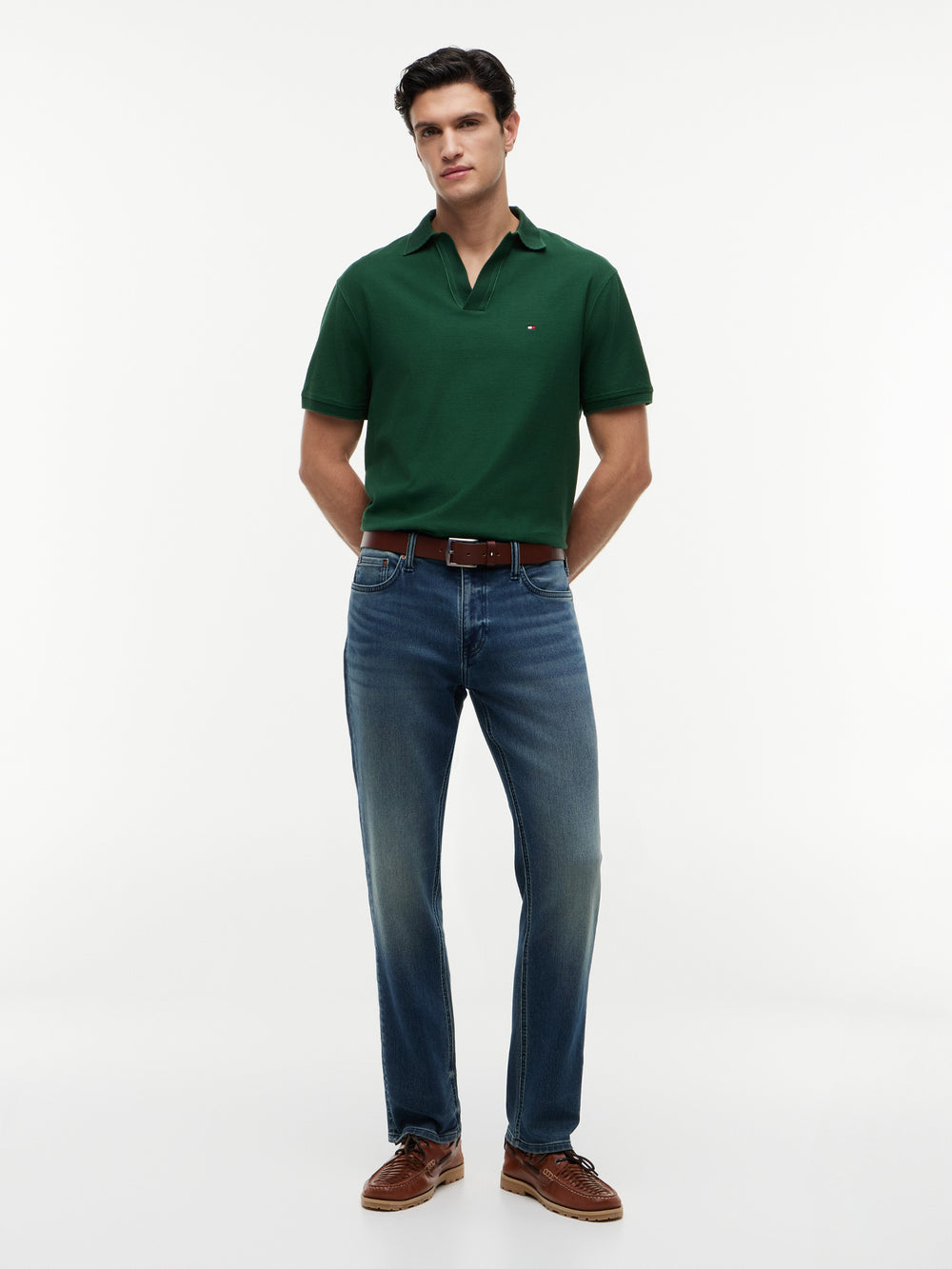 Johnny Collar Crepe Polo